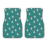 Teal Snowman Pattern Print Front Car Floor Mats