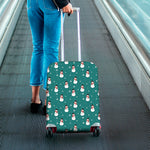 Teal Snowman Pattern Print Luggage Cover