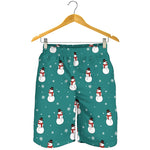 Teal Snowman Pattern Print Men's Shorts