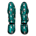 Teal Snowman Pattern Print Muay Thai Shin Guards