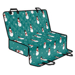 Teal Snowman Pattern Print Pet Car Back Seat Cover