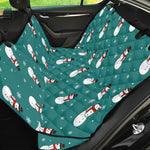 Teal Snowman Pattern Print Pet Car Back Seat Cover
