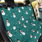 Teal Snowman Pattern Print Pet Car Back Seat Cover