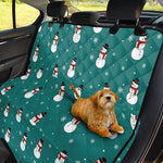 Teal Snowman Pattern Print Pet Car Back Seat Cover