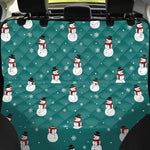 Teal Snowman Pattern Print Pet Car Back Seat Cover