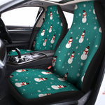 Teal Snowman Pattern Print Universal Fit Car Seat Covers