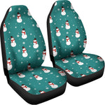 Teal Snowman Pattern Print Universal Fit Car Seat Covers