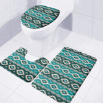 Teal Southwestern Navajo Pattern Print 3 Piece Bath Mat Set