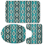 Teal Southwestern Navajo Pattern Print 3 Piece Bath Mat Set