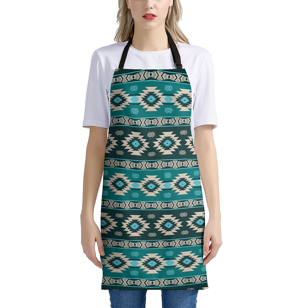 Teal Southwestern Navajo Pattern Print Apron