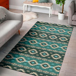 Teal Southwestern Navajo Pattern Print Area Rug