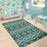 Teal Southwestern Navajo Pattern Print Area Rug