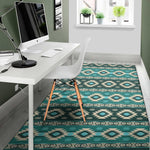 Teal Southwestern Navajo Pattern Print Area Rug