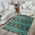 Teal Southwestern Navajo Pattern Print Area Rug
