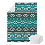 Teal Southwestern Navajo Pattern Print Blanket