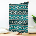 Teal Southwestern Navajo Pattern Print Blanket