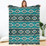 Teal Southwestern Navajo Pattern Print Blanket