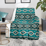 Teal Southwestern Navajo Pattern Print Blanket