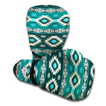 Teal Southwestern Navajo Pattern Print Boxing Gloves