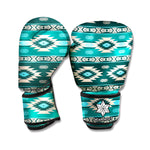 Teal Southwestern Navajo Pattern Print Boxing Gloves
