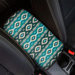 Teal Southwestern Navajo Pattern Print Car Center Console Cover
