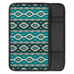 Teal Southwestern Navajo Pattern Print Car Center Console Cover