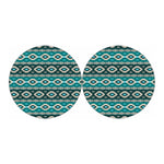 Teal Southwestern Navajo Pattern Print Car Coasters