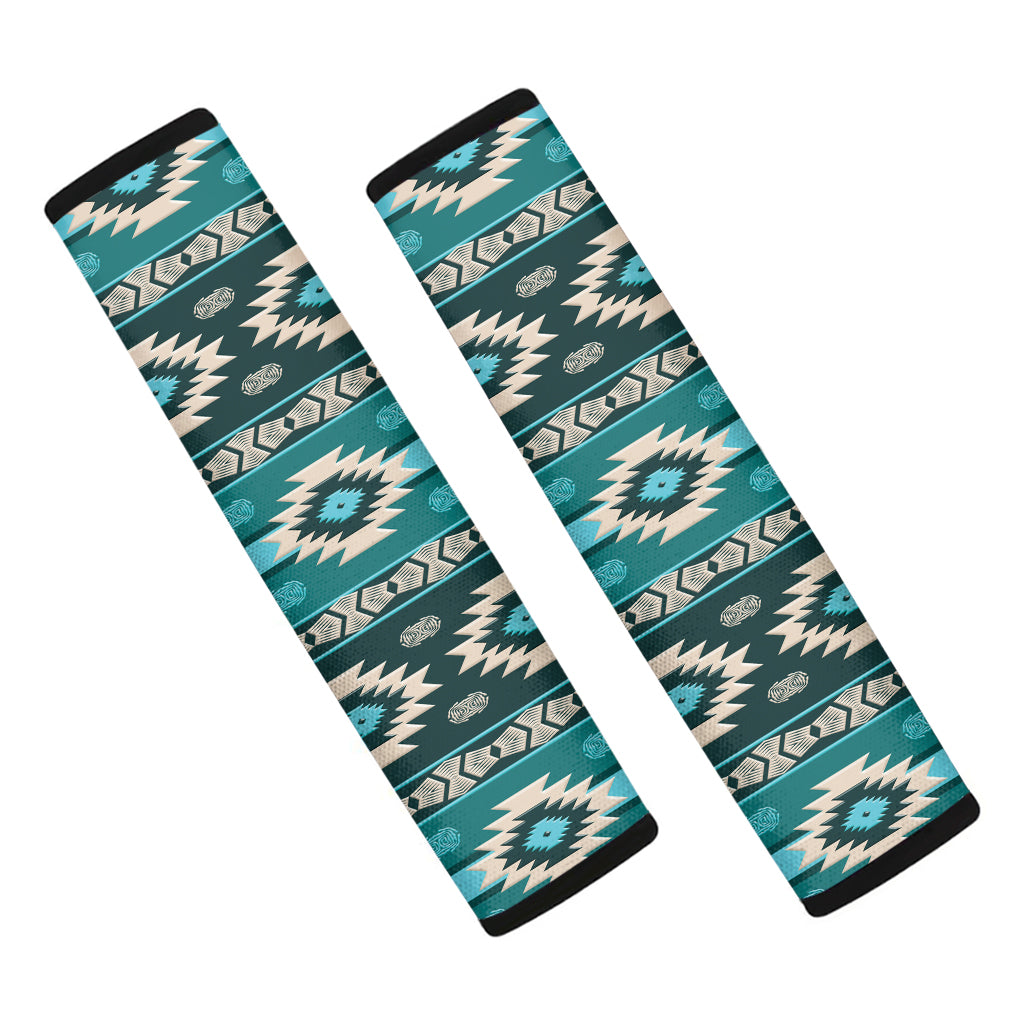 Teal Southwestern Navajo Pattern Print Car Seat Belt Covers