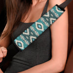 Teal Southwestern Navajo Pattern Print Car Seat Belt Covers