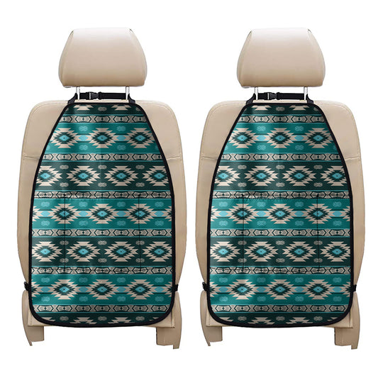 Teal Southwestern Navajo Pattern Print Car Seat Organizers