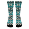 Teal Southwestern Navajo Pattern Print Crew Socks