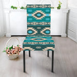 Teal Southwestern Navajo Pattern Print Dining Chair Slipcover