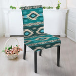 Teal Southwestern Navajo Pattern Print Dining Chair Slipcover