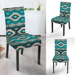 Teal Southwestern Navajo Pattern Print Dining Chair Slipcover