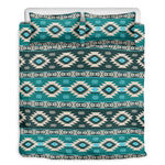 Teal Southwestern Navajo Pattern Print Duvet Cover Bedding Set