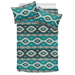 Teal Southwestern Navajo Pattern Print Duvet Cover Bedding Set
