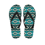 Teal Southwestern Navajo Pattern Print Flip Flops