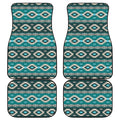 Teal Southwestern Navajo Pattern Print Front and Back Car Floor Mats