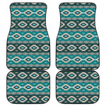 Teal Southwestern Navajo Pattern Print Front and Back Car Floor Mats