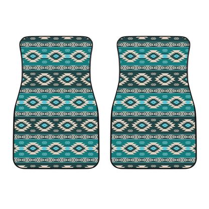 Teal Southwestern Navajo Pattern Print Front Car Floor Mats