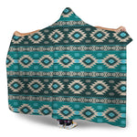 Teal Southwestern Navajo Pattern Print Hooded Blanket