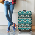 Teal Southwestern Navajo Pattern Print Luggage Cover