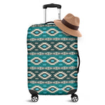 Teal Southwestern Navajo Pattern Print Luggage Cover