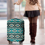 Teal Southwestern Navajo Pattern Print Luggage Cover