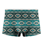 Teal Southwestern Navajo Pattern Print Men's Boxer Briefs
