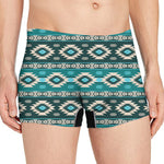 Teal Southwestern Navajo Pattern Print Men's Boxer Briefs