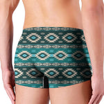 Teal Southwestern Navajo Pattern Print Men's Boxer Briefs
