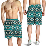 Teal Southwestern Navajo Pattern Print Men's Shorts