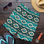 Teal Southwestern Navajo Pattern Print Men's Shorts