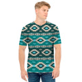 Teal Southwestern Navajo Pattern Print Men's T-Shirt